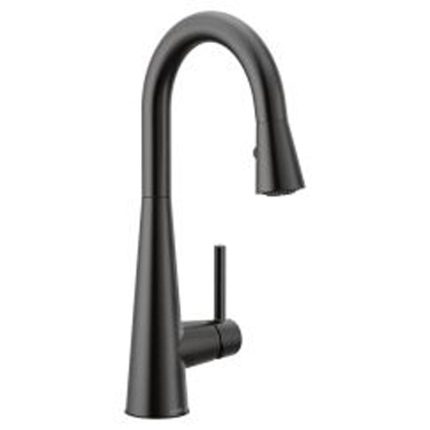 Sleek Single Lever ADA Matte Black Pull Down Bar Faucet 1.5 GPM Flow Rate