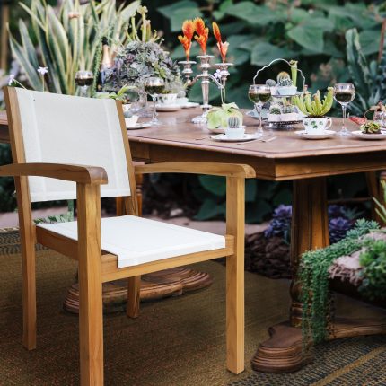 Teak Wood Las Palmas Stacking Arm Chair with Batyline Sling