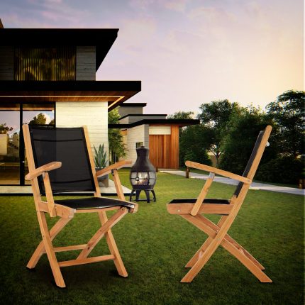 Teak Wood Miami Folding Arm Chair, Black