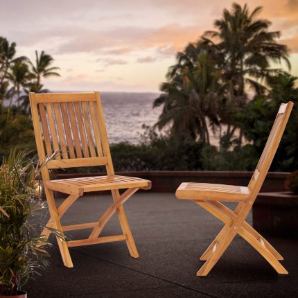 Teak Wood Santa Barbara Folding Side Chair